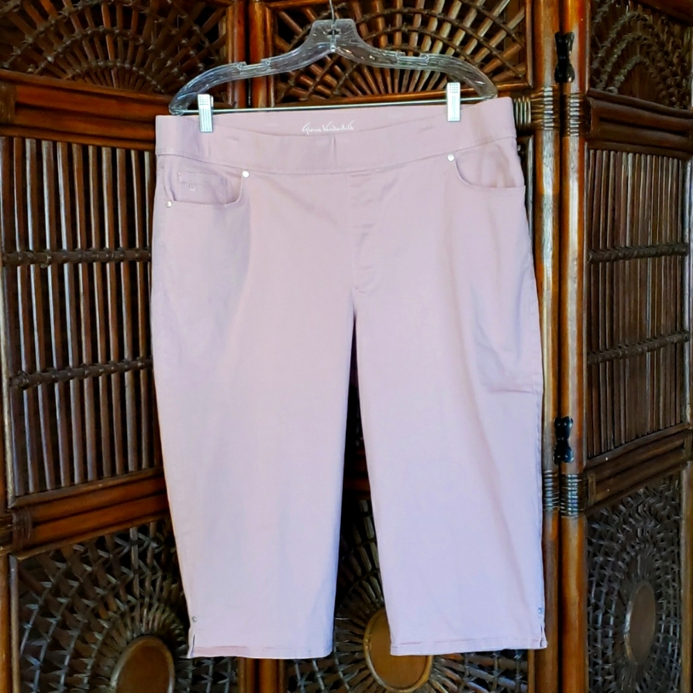 GLORIA VANDERBILT Avery Pull-On Neutral Blush Dusty Rose Capris Skimmer Jeans-18 - Picture 2 of 15